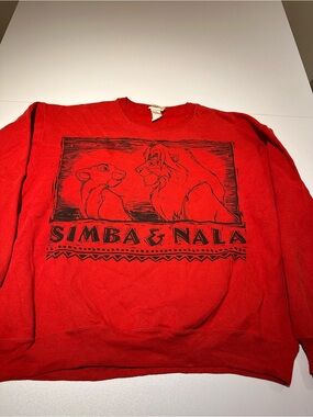 Red Simba & Nala Graphic Crewneck Sweatshirt - Unbranded